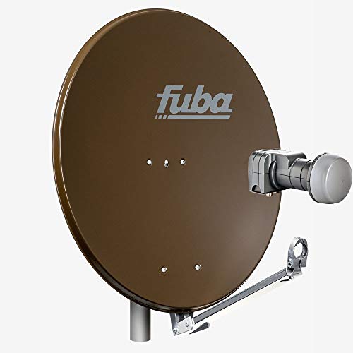 Fuba 2 Teilnehmer Sat Anlage DAL 802 B | Sat Komplettanlage mit Fuba DAL 800 B Alu Sat-Schüssel/Sat-Spiegel braun + Fuba DEK 217 Twin LNB für 2 Receiver/Teilnehmer (HDTV-, 4K- und 3D-kompatibel)