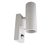 Hochwertige moderne Edelstahl-Außen-Wand-Leuchte-Lampe Bornholm 2A mit Sensor und Bewegungsmelder, antrazit, up and down, Fassung: GU10 x 2 à max. 35W (nicht inkl.) IP44 (2-flammig)