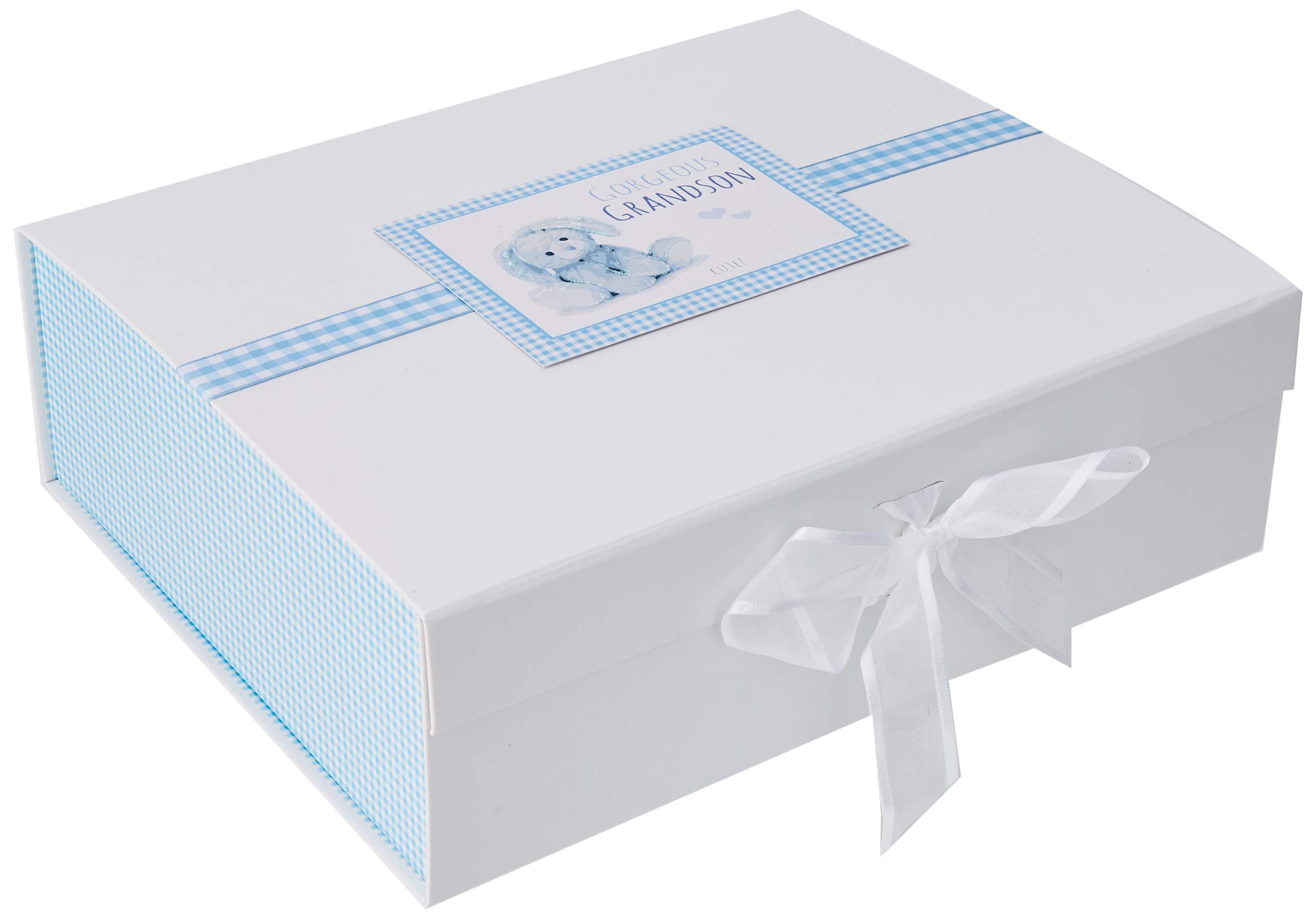 White Cotton Cards Aufbewahrungsbox für Erinnerungsstücke, Aufschrift "Gorgeous Grandson", Blau (NRB17X), von