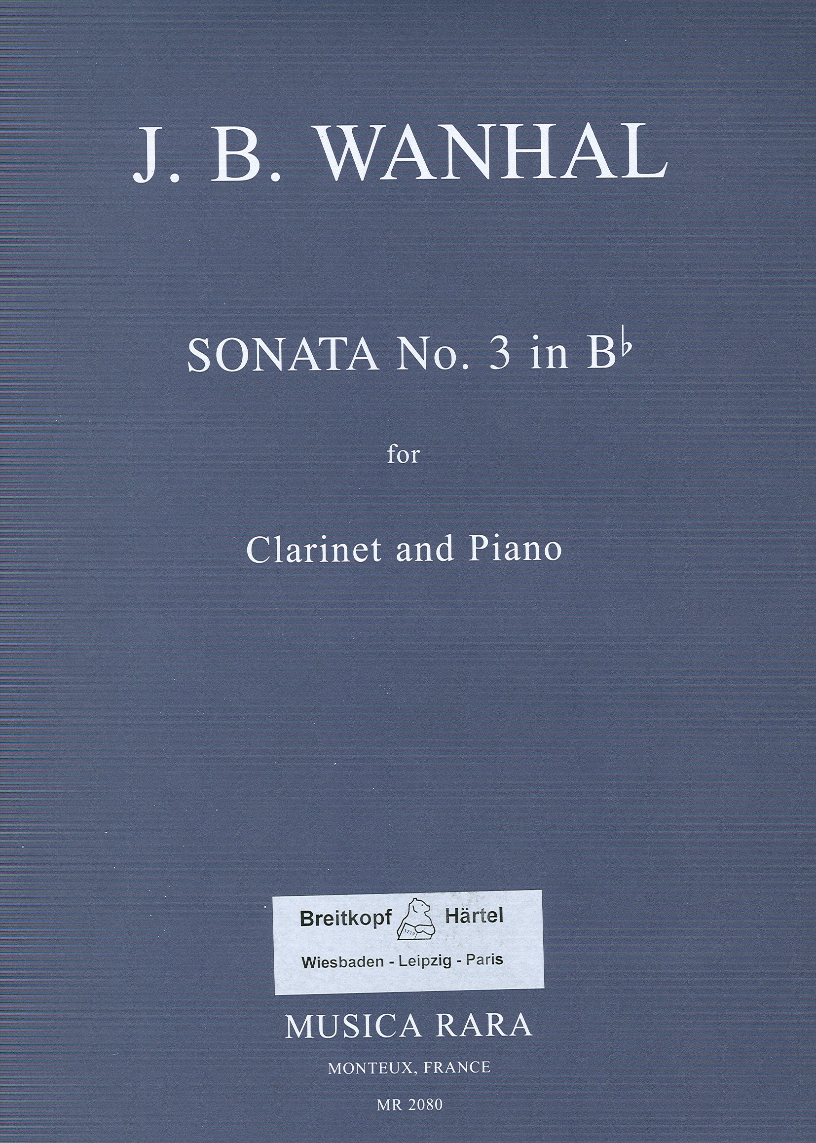 EDITION BREITKOPF VANHAL J.B. - SONATE IN B NR. 3