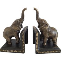 Buchstütze Elefant 2 Stück Buchständer Gusseisen Kolonialstil Antik-Stil