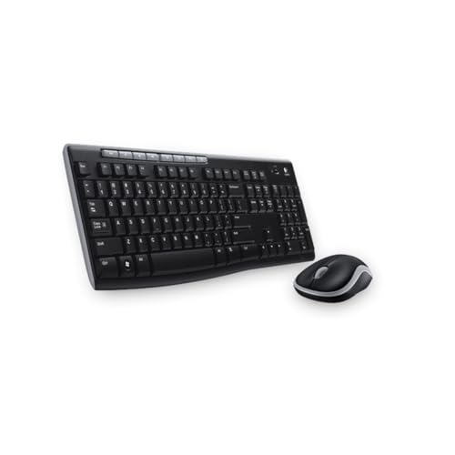 Logitech MK270 Kabelloses Set mit Tastatur und Maus für Windows, Griechisches Layout - Schwarz