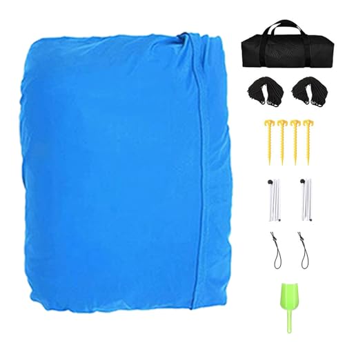 utaxuper Strandüberdachung Outdoor Sonnenschutz Markise Wasserdicht UV-Beweis Sonnenschutz mit Tragbarer Tragetasche Set Blau