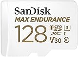 SanDisk MAX ENDURANCE Video Monitoring for Dashcams & Home Monitoring 128 GB microSDXC Memory Card + SD Adaptor 60,000 Hours Endurance