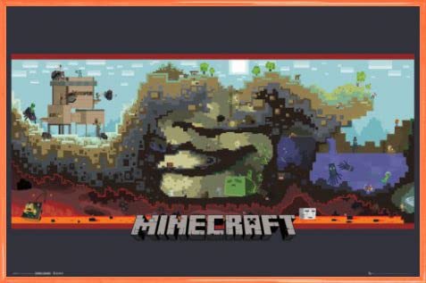 Minecraft 1art1 Poster Plakat | Bild und Kunststoff-Rahmen - Unterwelt (91 x 61cm)