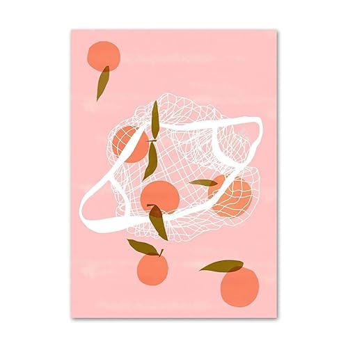 GIBOH Mode-Tangerine-Poster und Drucke, Moderne Wandkunst, frisches Obst, Leinwandgemälde, nordische ästhetische Bilder für Wohnzimmerdekoration, 40 x 60 cm x 1, ohne Rahmen