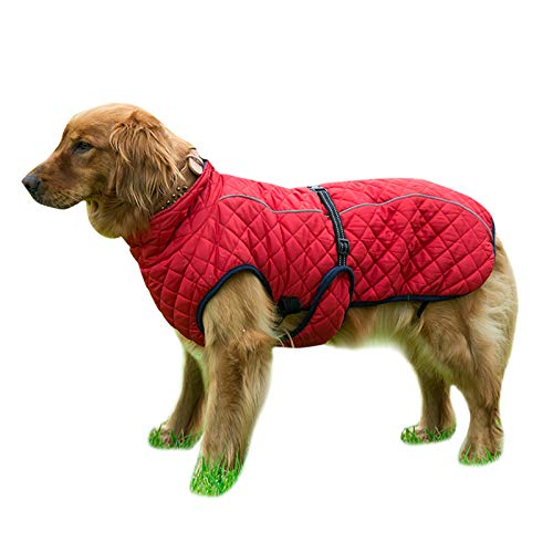 Haustierjacke, Hunde-Wintermantel mit reflektierenden Streifen, kaltes Wetter, Kostüm, Mantel für kleine, mittelgroße und große Hunde (S, Rot)