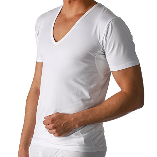 2er Pack Mey Herren Business Unterhemd - Größe 5 - Weiß - Drunterhemd - Unterhemd mit V-Ausschnitt - Shirt mit Einsätzen unter den Achseln - 46038 Dry Cotton Functional