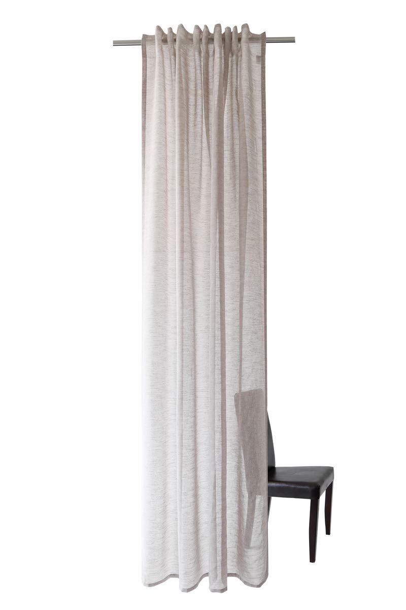 Homing transparenter Vorhang Uni Gardine Taupe Grau einfarbig | Wohnzimmer Schlafzimmer Küche Kinderzimmer | Dekostoff (1Stück) 245 x 140 cm(HxB)