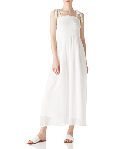Amazon Brand find. Elegantes Damensommerkleid, Polka Dots, Träger zum Binden, Maxi-Partykleid, Weiß, Größe S