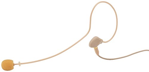 JTS CM-801F Elektret-Ohrbügelmikrofon, ultraleichtes Bühnen-Mikrofon mit einem Ohr-Haken, unauffälliges Headset inklusive Tasche und Windschutz, in Beige