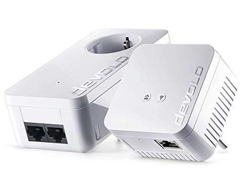 devolo dLAN 550+ WiFi Powerline (Internet über die Steckdose, Mesh WLAN, 1x LAN Port, 1x Powerlan Adapter, integrierte Steckdose, PLC Netzwerkadapter, WLAN-Reichweite erhöhen, WiFi Move) weiß