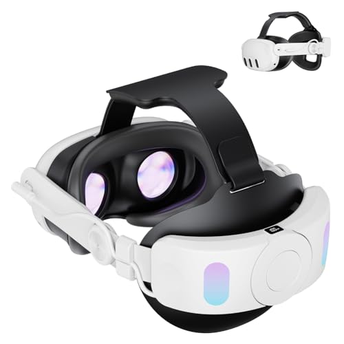 AZURAOKEY VR-Kopfband kompatibel mit Quest 3, verstellbares VR-Ersatz-Elite-Kopfband, 6000 mAh wiederaufladbarer Akku, alternatives Kopfband für Meta Quest 3 VR-Headset