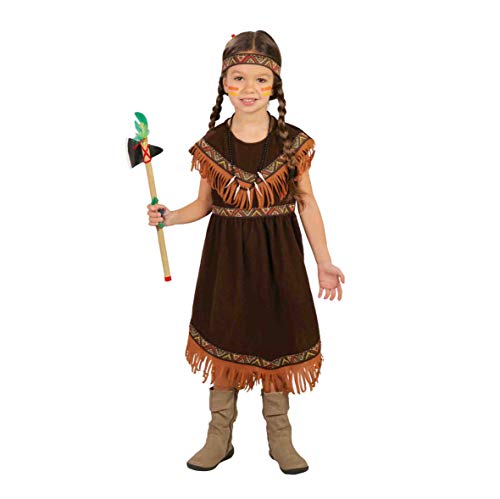 Guirca - Indianerkostüm Pellerossa, Mädchen, braun, 7-9 Jahre (125-135 cm), 82721