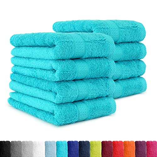 8 tlg. Handtuch-Set in vielen Farben - 8 Handtücher 50x100 cm - Farbe türkis