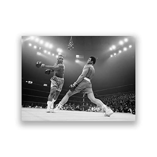 PHGFK Joe Frazier Gegen Muhammad Ali Fotoplakat Der Kampf des Jahrhunderts Im Madison Square Garden In New York City Leinwanddruck Fitnessstudio Dekor 50x70cm Ungerahmt K106