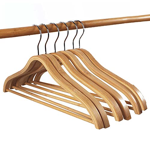 10 Pack -Raumsparungskleiderbügel für Kleiderkleiderbügel aus verstärktem Bambus ohne Beulenkleiderbügel mit Non -Slip -Hosen -Stange - 44cm