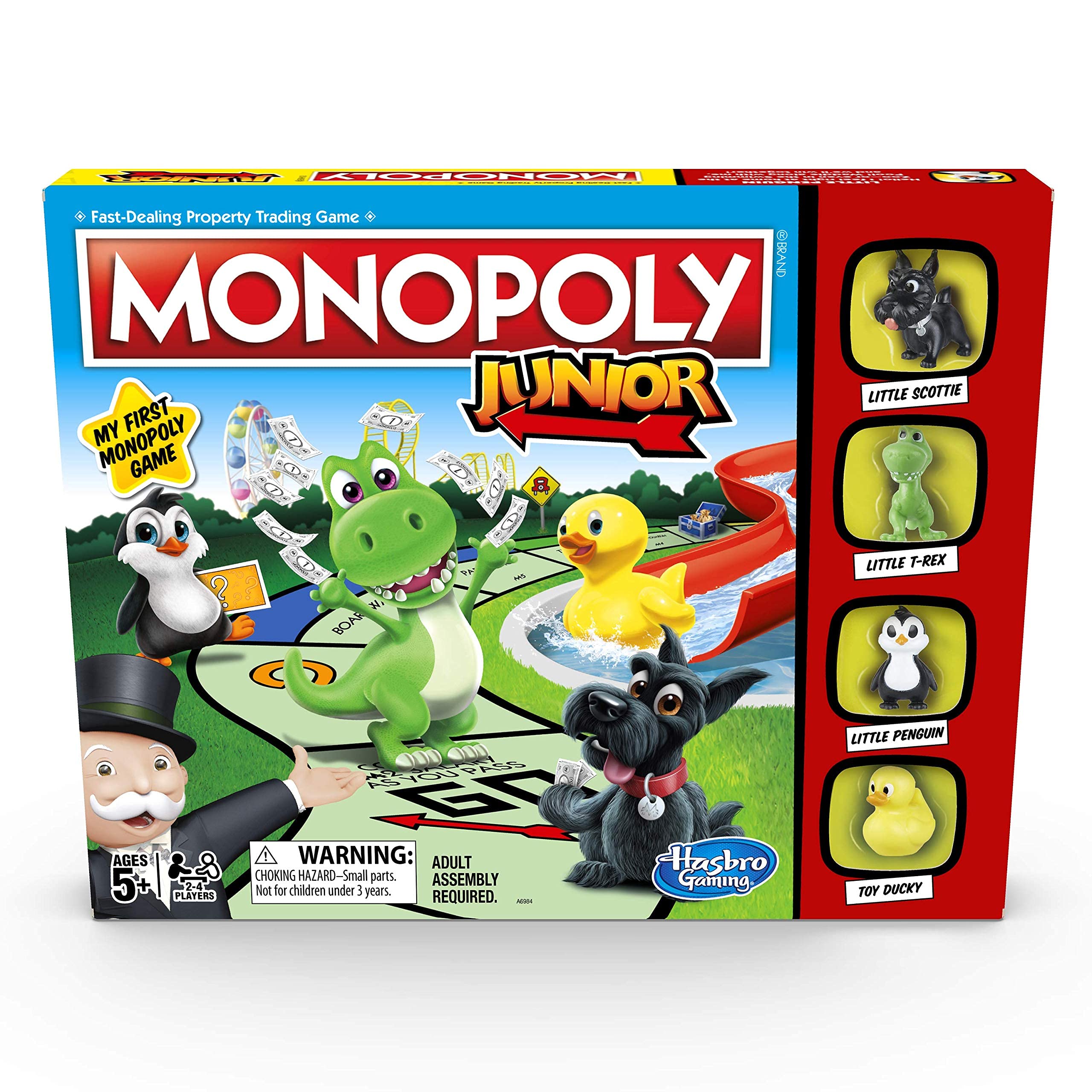 Monopoly Junior Game, Monopoly Board Game for Kids, Family Game for 2-4 Players