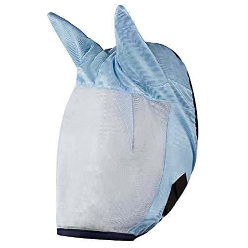 Horze Fliegenmaske mit Ohrenschutz, Flliegenhaube für Pferd und Pony, Blau, XF