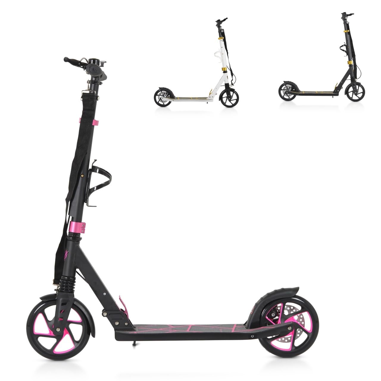 Byox Kinderroller Chic PU-Räder, LED-Licht, ABEC-7 Lager, Seitenständer, faltbar, Farbe:pink