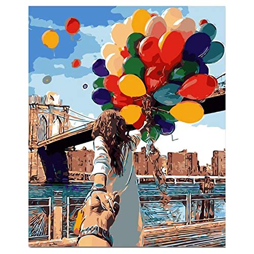 JVSISM DIY Malen nach Zahlen Leinwand Ölgemälde Kit für Kinder & Erwachsene 40 x 50 cm Zeichnen Malerei Ballon mit Rahmen