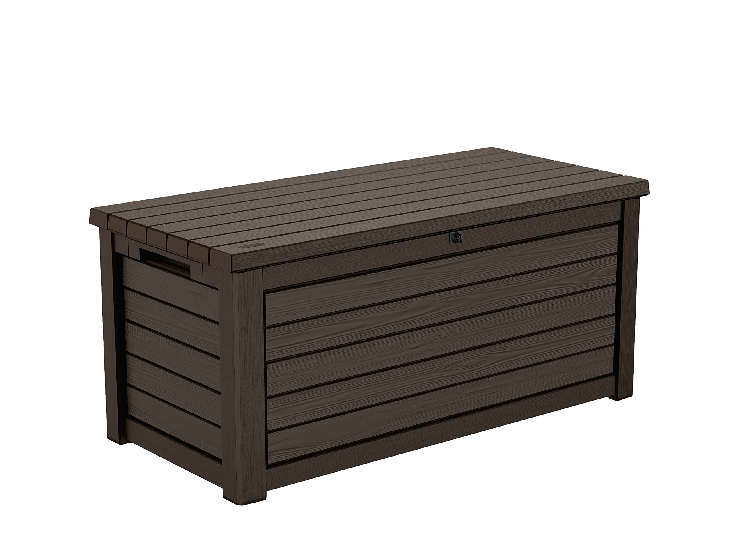 Koll Living Gartenbox/Aufbewahrungsbox 623 Liter, schwarz, weiß oder braun - trockener & belüfteter Stauraum - mit Gasdruckfedern - Deckel bis zu 272 kg belastbar (Braun)