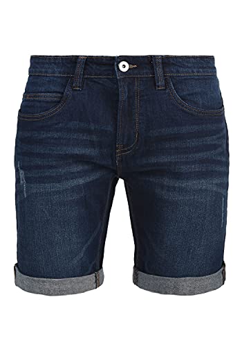 Indicode Quentin Herren Jeans Shorts Kurze Denim Hose Mit Destroyed-Optik Aus Stretch-Material Regular Fit, Größe:S, Farbe:Dark Blue (855)