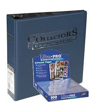 Ultra Pro 3-Ring Collectors Album Blau + 100 9-Pocket Silver Pages Ordnerseiten Blue - Magic: The Gathering - Yu-Gi-Oh!