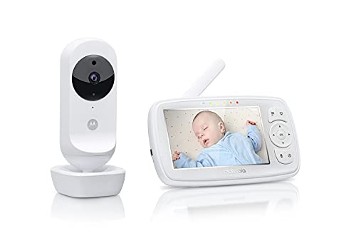 Motorola Nursery Ease 44 Connect - WiFi Babyphone mit Kamera - 4,3 Zoll Video Babyphone Display - Hubble App - Nachtsicht, Schlaflieder, Mikrofon, Raumtemperaturüberwachung - Weiß