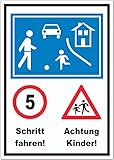 Spielstraße Schrittfahren Achtung Kinder Aufkleber A2 (420x594mm)