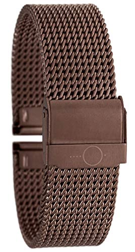 22mm BandOh Edelstahl Milanaise Uhren Armband Braun mit Sicherheitsverschluss