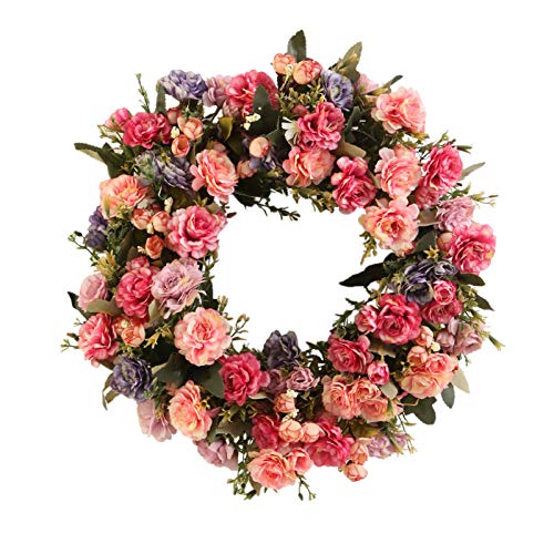 Yeenee Türkranz, künstliche Blumenkranz, für alle Jahreszeiten, für Haustür, Wohnzimmer, Wand, Garten, Hochzeit, Festival, Dekoration (Azalee)