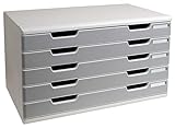 Exacompta 322041D Schubladenbox und Ablagesystem Modulo DIN A3 mit 5 Schubladen 350 x 576 x 320 mm Belastbare Schubladenbox mit hoher Kapazität für mehr Platz lichtgrau/steingrau