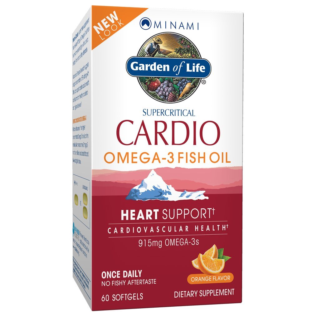 Garden of Life Minami Cardio Omega-3 Fish Oil - 60 Kapseln I Fischöl I EPA I DHA I Orangengeschmack