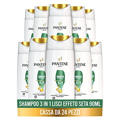 Pantene Pro-V Glatter Seideneffekt 3 in 1 Shampoo+Spülung+Behandlung, Seide-Effekt und Frizz-Kontrolle, 24 x 90 ml