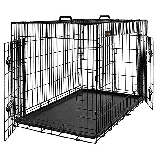 FEANDREA Hundekäfig, Hundebox, zusammenklappbar, 2 Türen (92,5 x 57,5 x 64 cm)