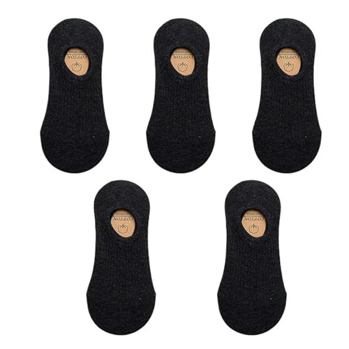 RKYNOOZX Socken 5Paare/Menge Männer Socken Anti-Rutsch Silikon Unsichtbare Baumwolle Socke Atmungsaktive Mesh Bequeme Sommer Dünne Sport Männer Socke Elastisch-5 Schwarz-Eu 37-45