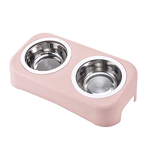 RUG Futternäpfe für Hunde, rutschfest, aus Edelstahl, mit auslaufsicheren Silikonmatten, Tablett für Welpen, Hunde, Katzen – Pink 2021/8/23 (Farbe: Rosa)