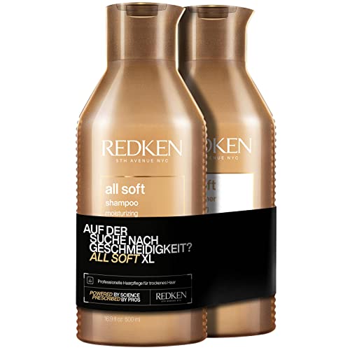 Redken XL Pflegeset für trockenes und brüchiges Haar, Belebt und hydratisiert, Mit Omega-6 und Argan-Öl, All Soft Shampoo 500 ml & Conditioner 500 ml
