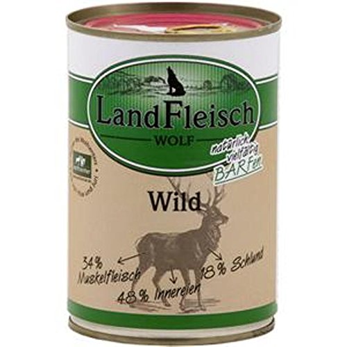 LANDFLEISCH Hundenassfutter »Wolf Barf Sensitiv Wild«, 12 Dosen á 400 g