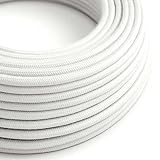 creative cables Textilkabel rund, weiß Baumwolle, RC01-10 Meter, 2x0.75