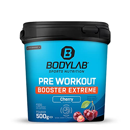 Bodylab24 Pre-Workout Booster Extreme 500g, Power-Formel aus den besten Aminosäure, Vitamin B6 und hochwertigen Pflanzenextrakten, idealer Energy-Booster bei intensivem Training, Kirsche