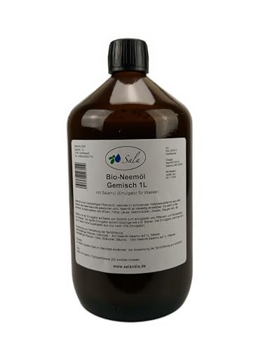 Sala Bio-Neemöl kaltgepresst mit Salamul (ersetzt Rimulgan) Emulgator 1 L 1000 ml Glasflasche