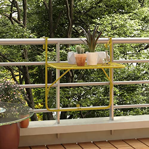 lvssiao Beistelltisch für den Garten, tragbar, Balkontisch, Stahl, goldfarben, 60 x 40 cm, multifunktional, für Terrasse, Außenbereich, Balkon, Picknick
