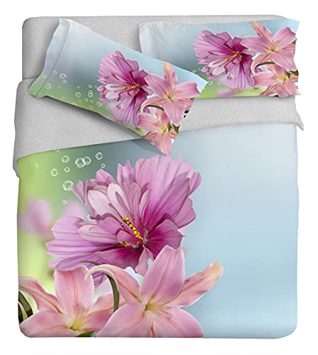 Ipersan Bettbezug Set mit Platziertem fotografisch Druck Gerbera Farbe Rose/Fuchsie 255x240