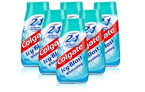 6x Colgate 2 in 1 Zahnpasta und Mundwasser eisiger Whitening 100 ml Reisegröße
