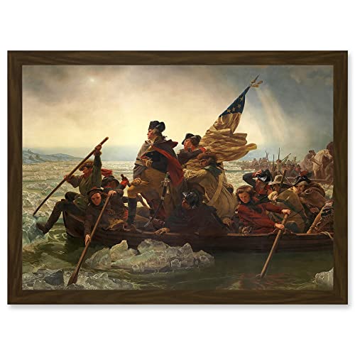 Leutze George Washington Crossing The Delaware Painting American Revolution Artwork Framed Wall Art Print A4