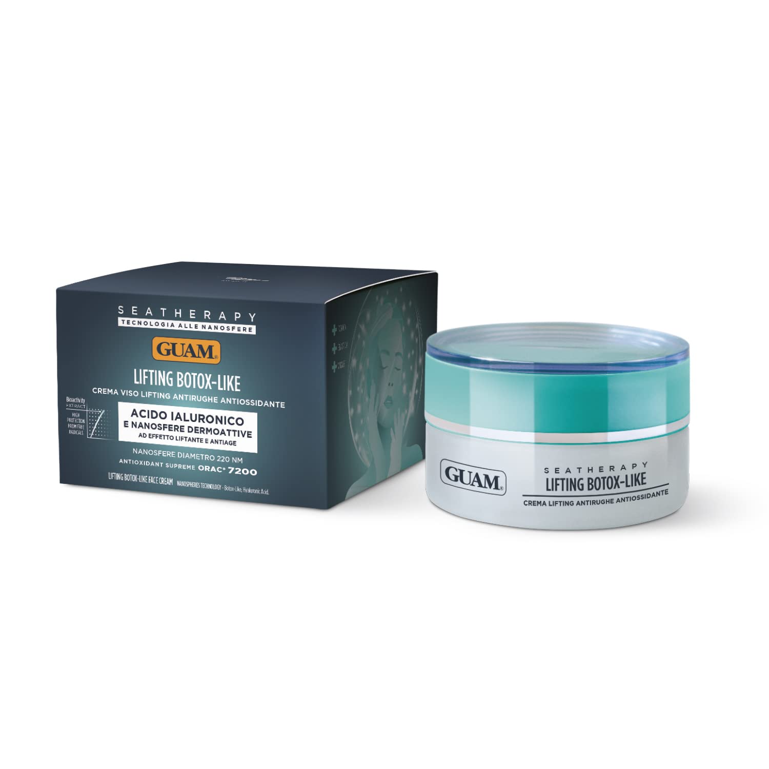 Guam, Seatherapy Antioxidant Gesichtscreme, Anti-Falten, Botox-Like, Creme mit Hyaluronsäure, Bioaktivität Extrakt aus Guam Algen, Made in Italy, 50 ml Packung