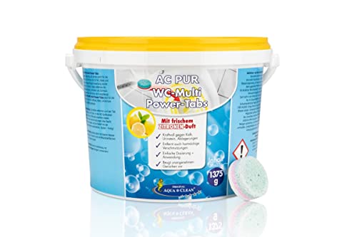 AQUA CLEAN PUR WC Multi-Power-Tabs kraftvoll gegen Kalk, Urinstein & Ablagerungen, 55 Stk. (Zitrone)