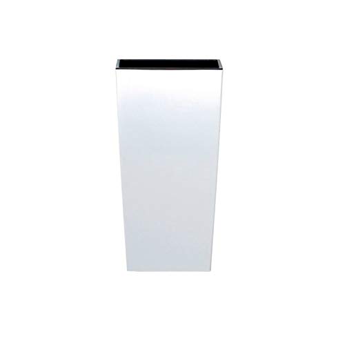 Prosperplast Urbi Square Hochbeet aus Kunststoff mit weißem Behälter, 55 (H) x 29,5 (B) x 29,5 (T) cm